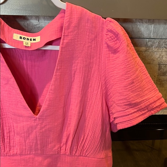 Boden Pink A Line Cotton short Sleeve Dress size 12L - Picture 5 of 16